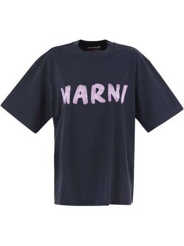 마르니 로고 코튼 티셔츠 THJET49EPHU SCS11 L2B99